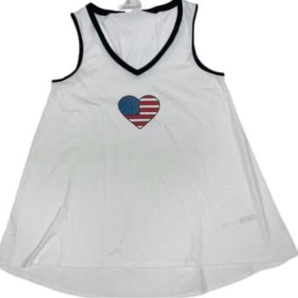 Lularoe M Kristina Tank Top Flag Heart